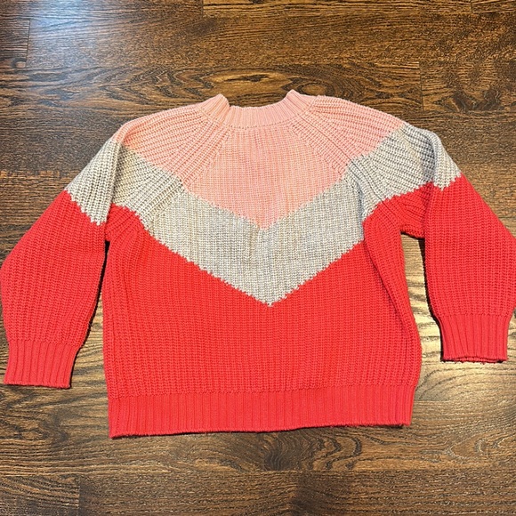 Splendid Loveland Colorblock Chevron Wool blend Sweater in Cardinal small. - Picture 6 of 6